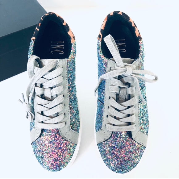 INC International Concepts Shoes - NEW INC Glitter Daniela Lace- Up Sneakers Shoes